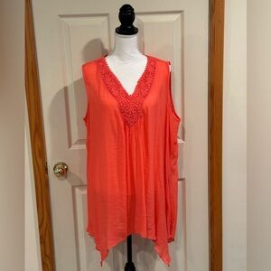 NWT Spence Crochet Neck Watermelon Pink Tank Top Size 1X